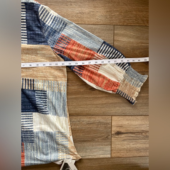 Lomon Patchwork Blouse Top NWT 3/4 Bishop sleeve. Woman’s Size:2XL - Picture 5 of 9